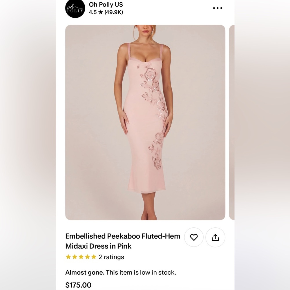 Oh Polly Blush Floral Midi Dress